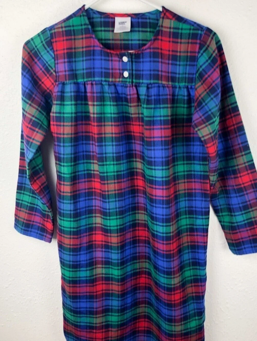 Girls' Plaid Lands End  Long Sleeve Dress - Red & Green